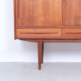 Danish design teak highboard with sliding doors, 1960s