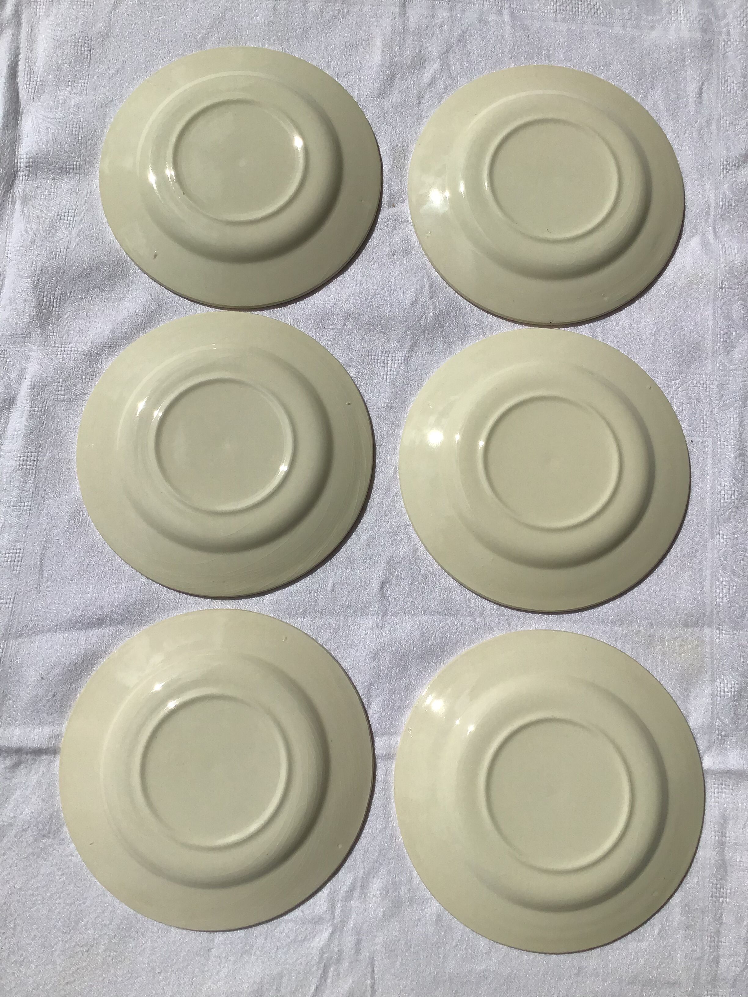 6 dessert plates earthenware cream flowers