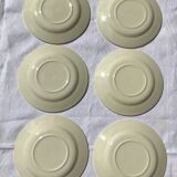 6 assiettes dessert faïence crème fleurs