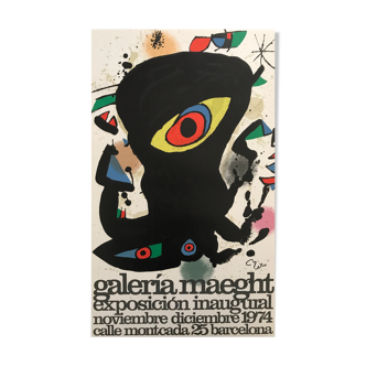 Affiche d'exposition en lithographie de joan miro. galeria maeght barcelona, 1974.