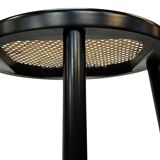 Set of four vintage bar stool - webbing and wood, 1980s Italian design