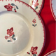 Plates Digoin Sarreguemines fleuries 19th century series Margaret pink flowers