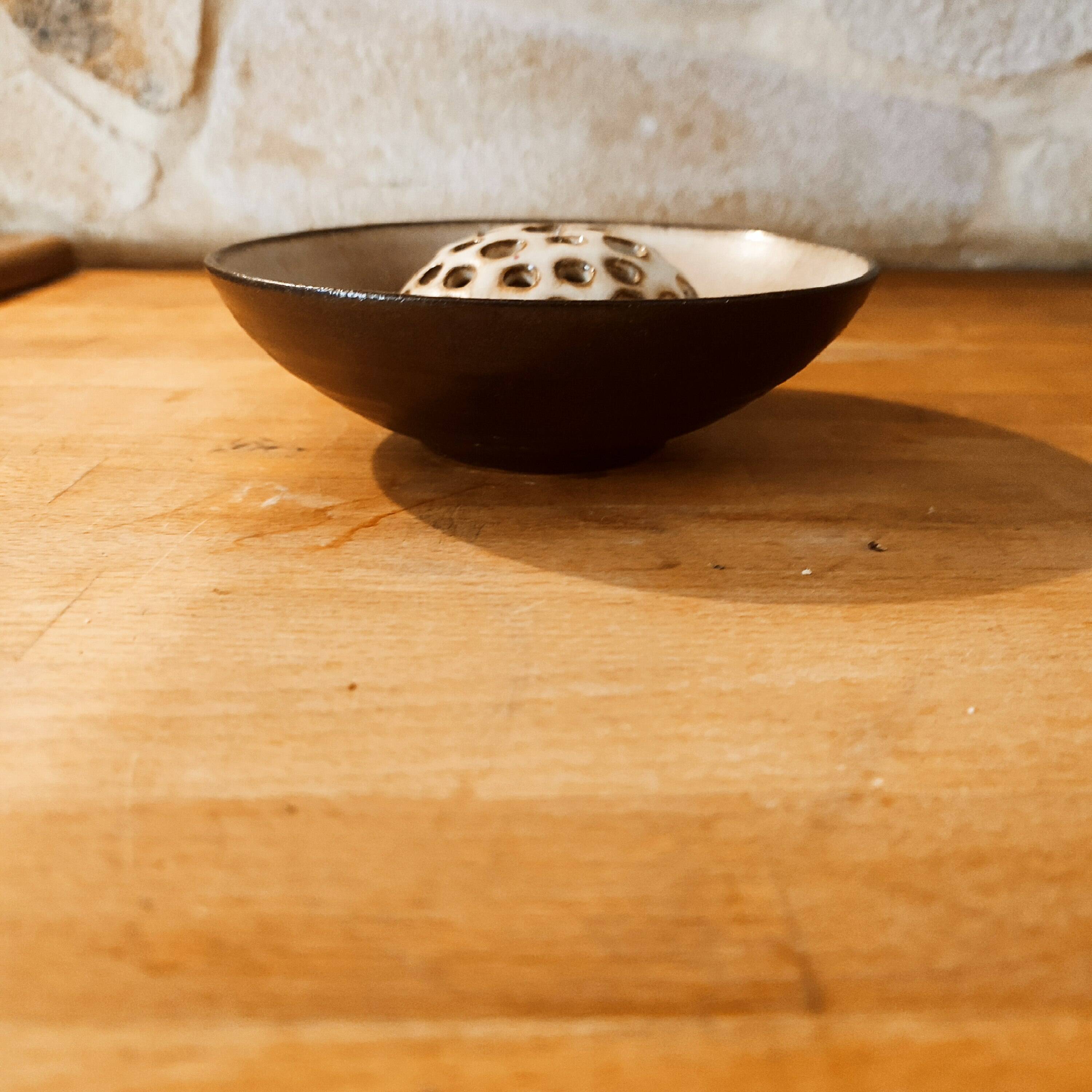 Handmade stoneware flower frog