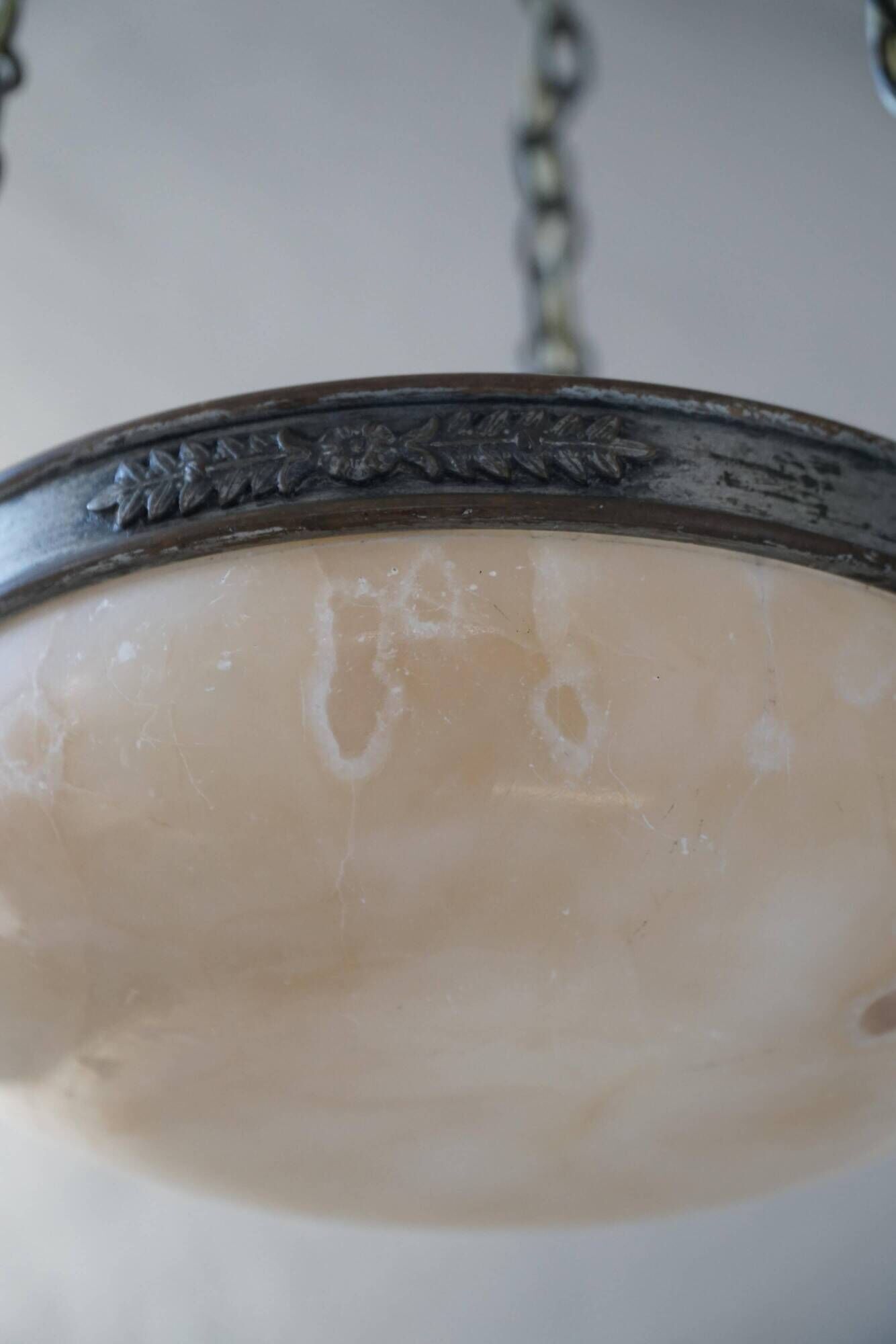 Suspension / alabaster ceiling light from the early 20th century, Denmark, Art Nouveau, 1900