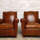 Fauteuils club ancien en crin dossier moustache