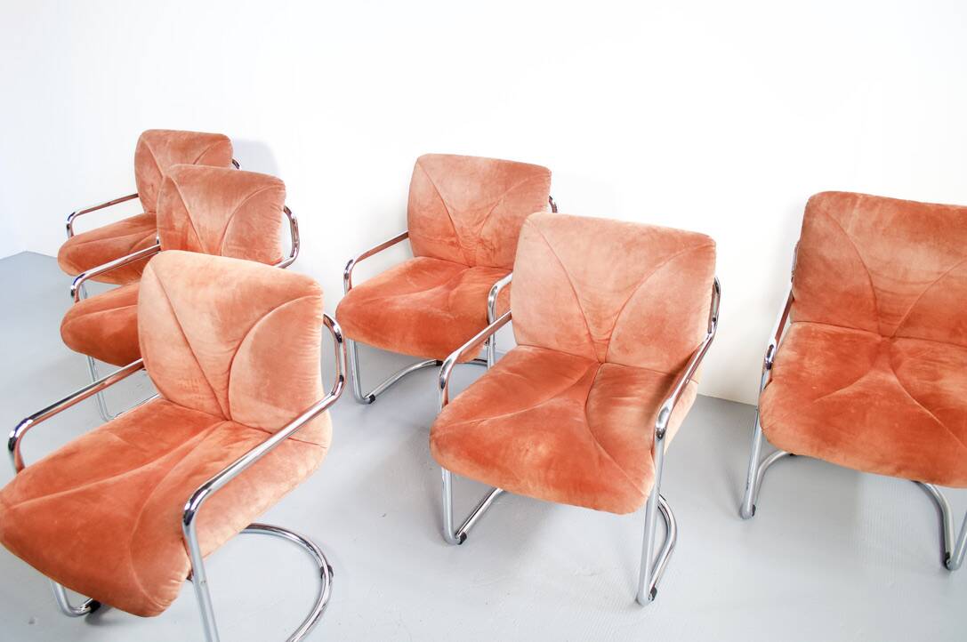 Set of 6 armchairs by Guido Faleschini, 1970s, Mariani Italia, publisher