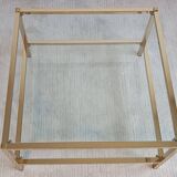 Italian 1970'S coffee table in brass and glass with 2 trays