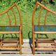 Pair of rattan and bamboo bedside tables