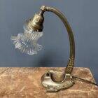 French art nouveau table lamp with transparent glass shade