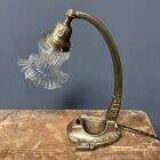 French art nouveau table lamp with transparent glass shade