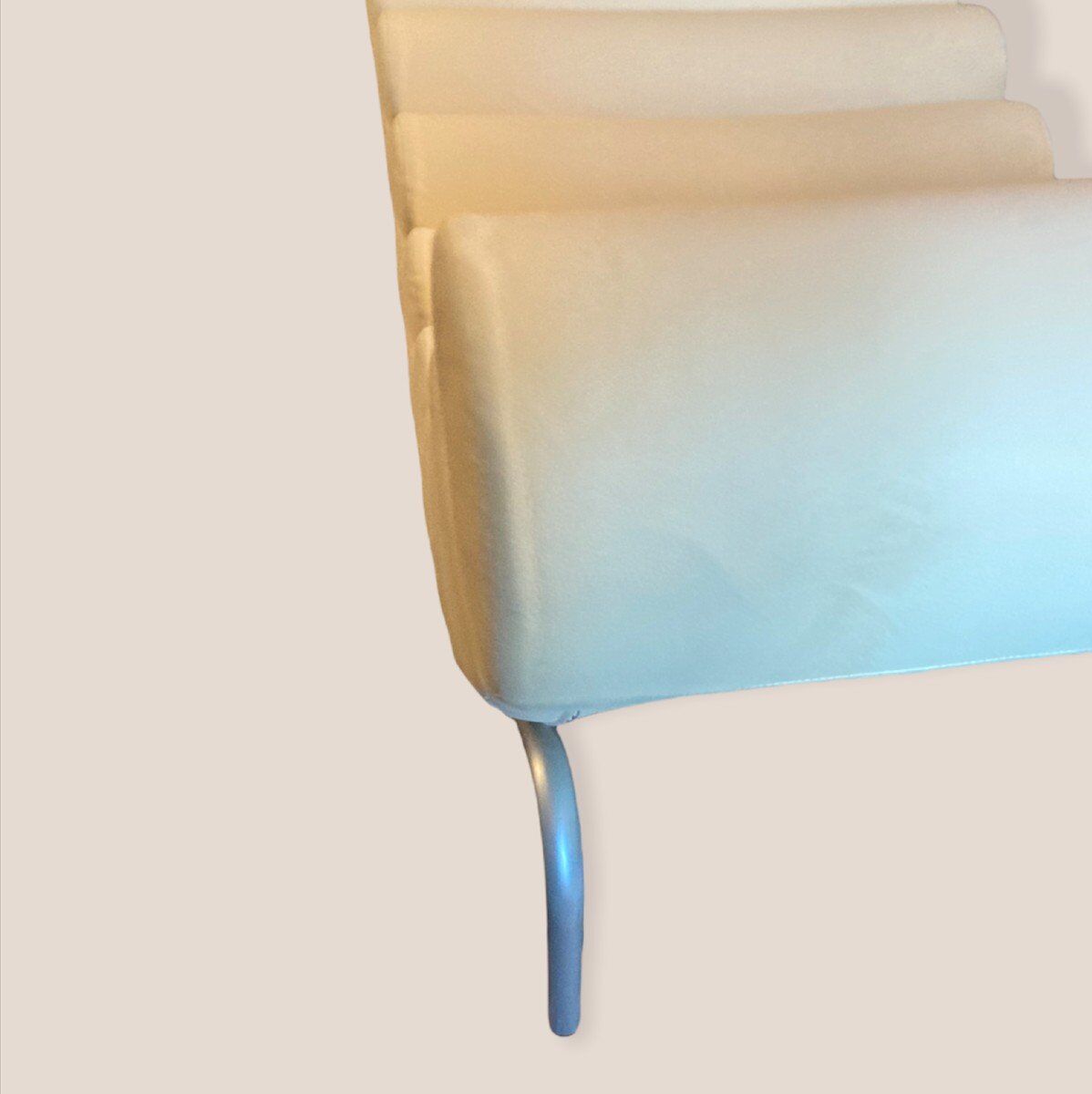 Scandinavian meridian 1980s with metal structure in imitation white leather