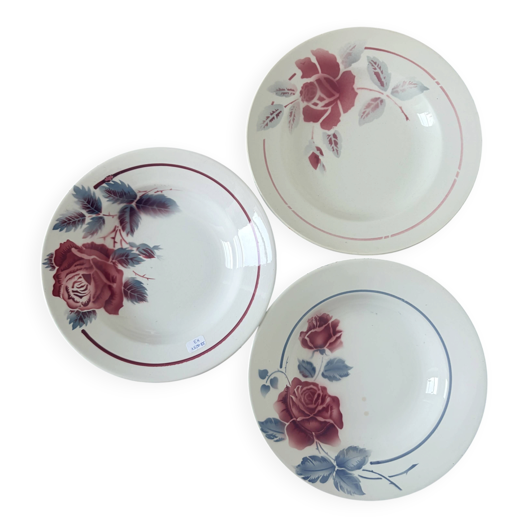 3 vintage deep plates in a jumble 220637