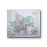 Saône-et-Loire, old map, printed in 1883.