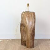 Brutalist oak sculpture lamp