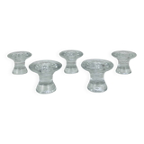 5 bougeoirs "feuilles" en verre vintage