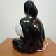 Lamp black ceramic and opaline globe circa 1970