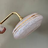 Vintage wall lamp with white and gold Clichy glass shade