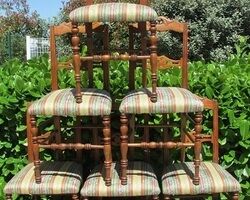 Series of 6 chairs, cherry, 19th