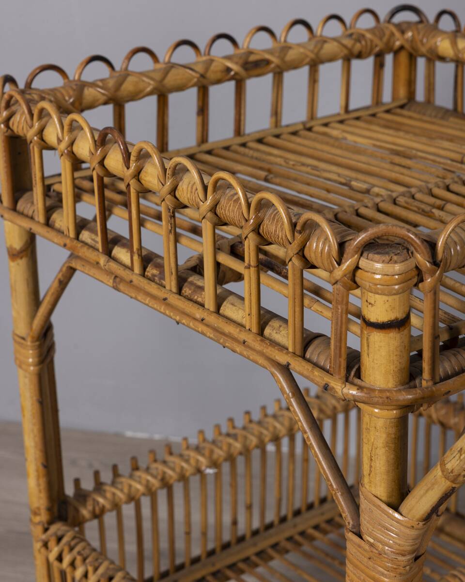 Vintage 1960s Italian-design bamboo bar cart
