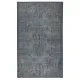 Vintage Wool Area Rug Overdyed in Gray for Modern Interiors. Handmade in Turkey