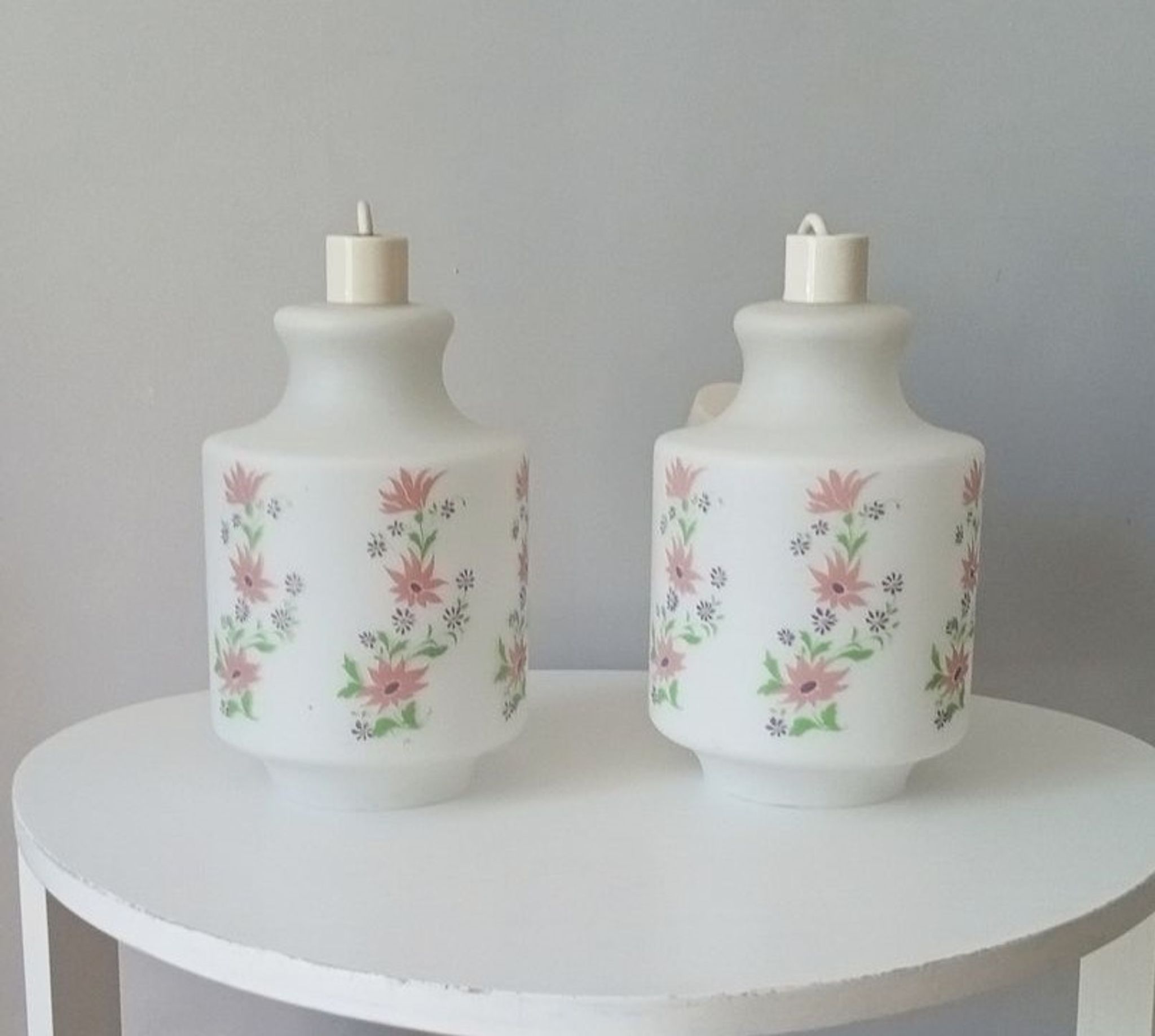 Pair of suspension vintage luminaire in opaline 60s