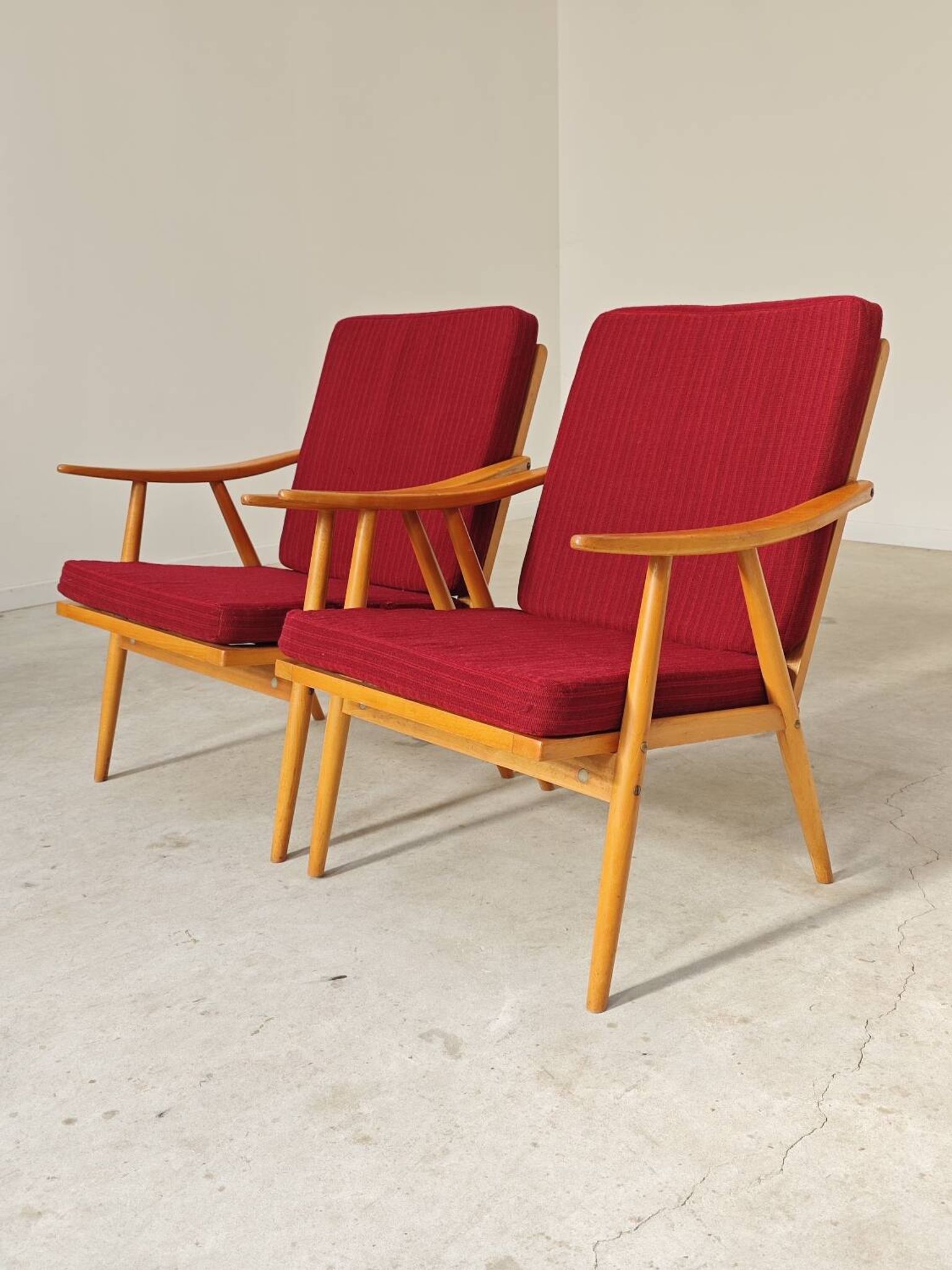 Pair of Boomerang armchairs Antonin Suman TON Thonet 1960