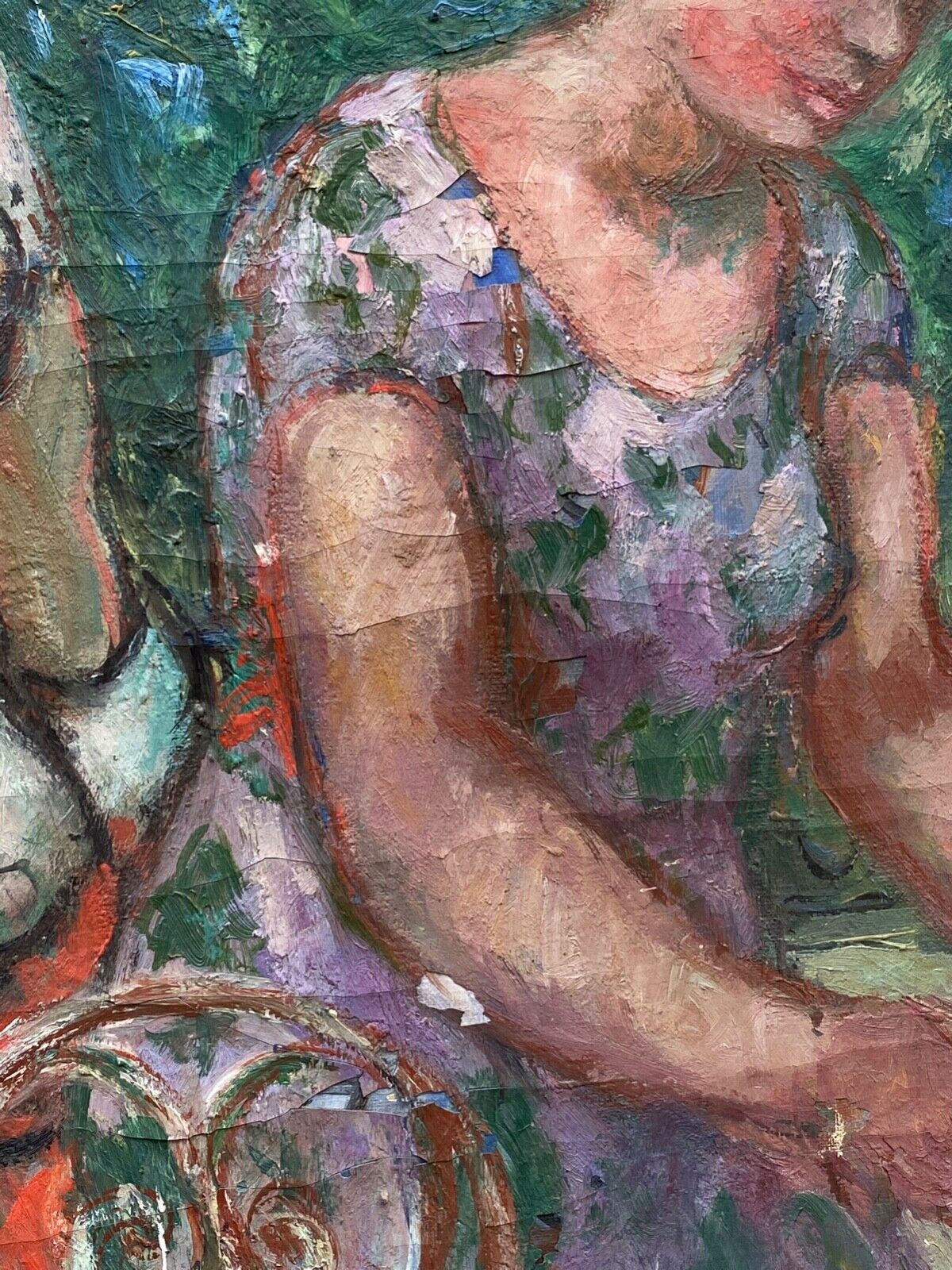 Oil on canvas by Pierre Monteret Three women twentieth