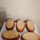 Set of 5 small old enameled terracotta dishes