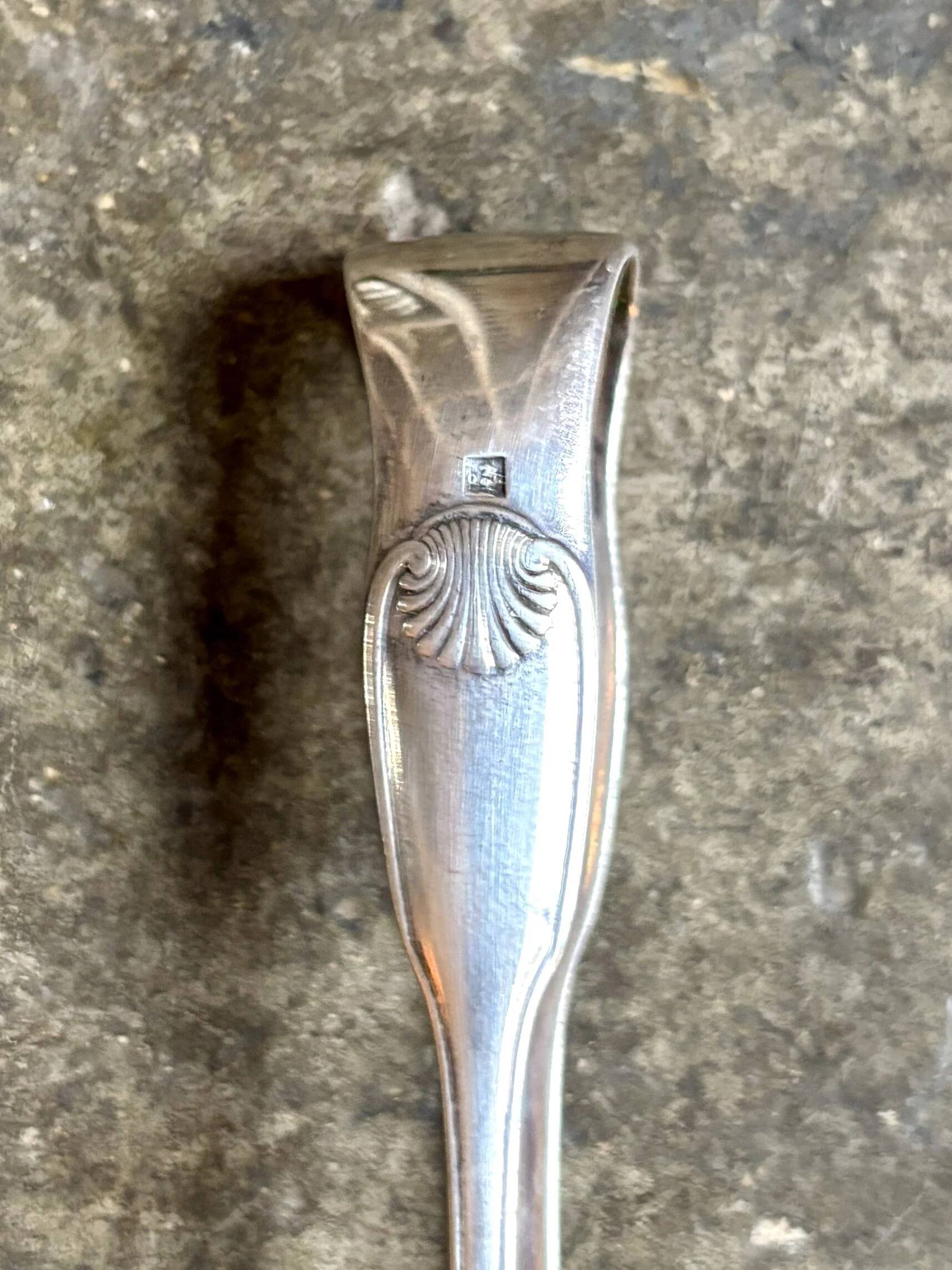 Christofle silver-plated sugar tongs with shell decoration