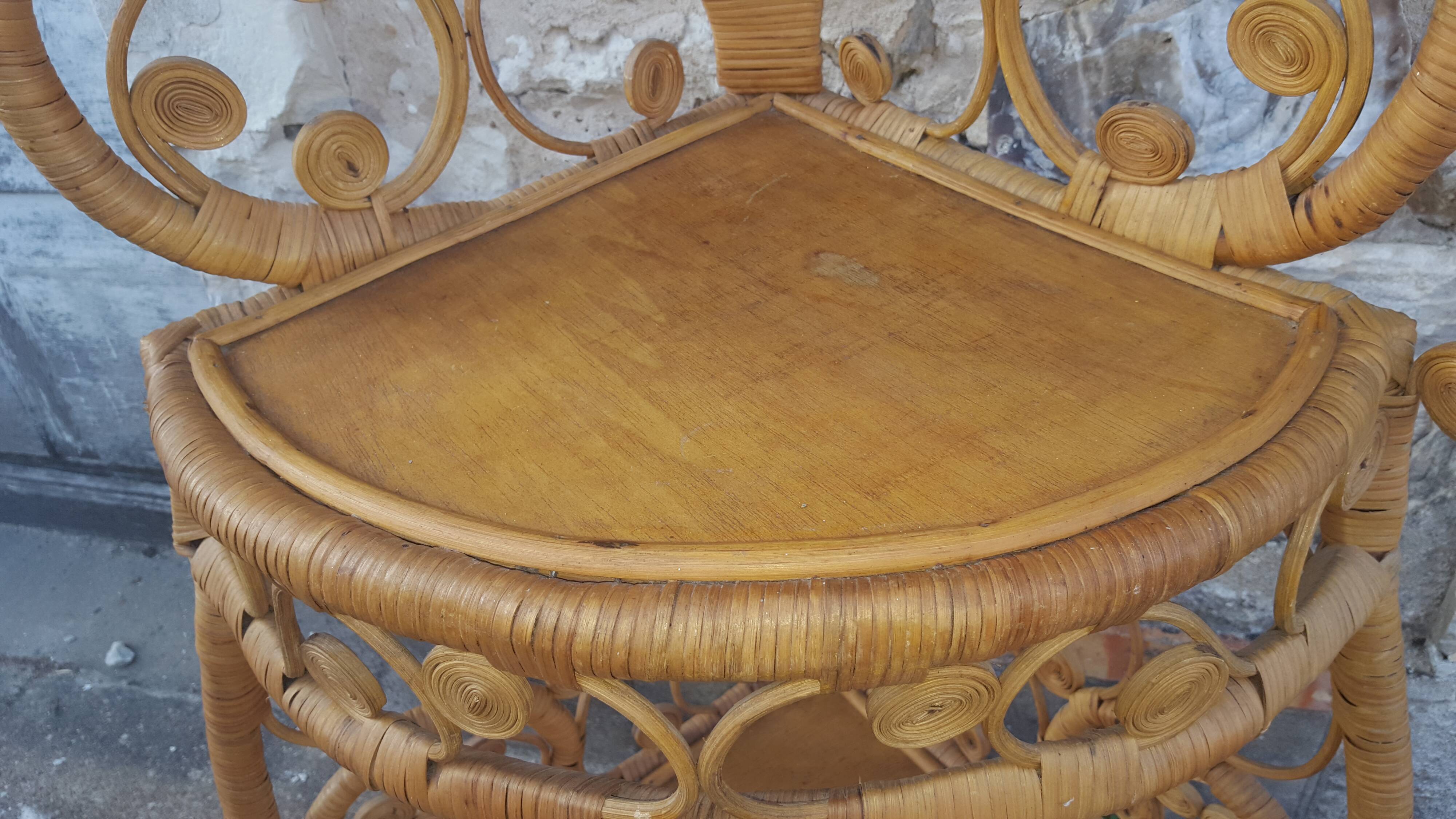 Vintage rattan notch shelf