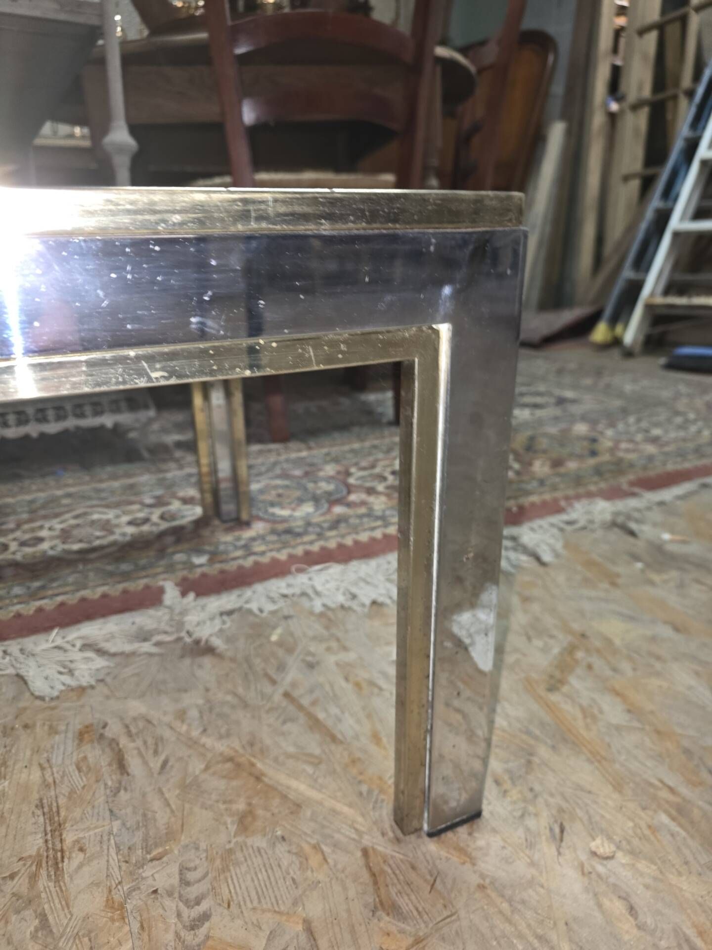 Chrome and gold metal coffee table by Romeo Rega from the 1970s.