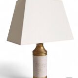 Bitossi Ceramic Table Lamp by Aldo Londi, Gold/Cream, Italy, 1970s