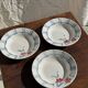 Set of 3 deep plates Digoin Sarreguemines blue with pink flowers D23