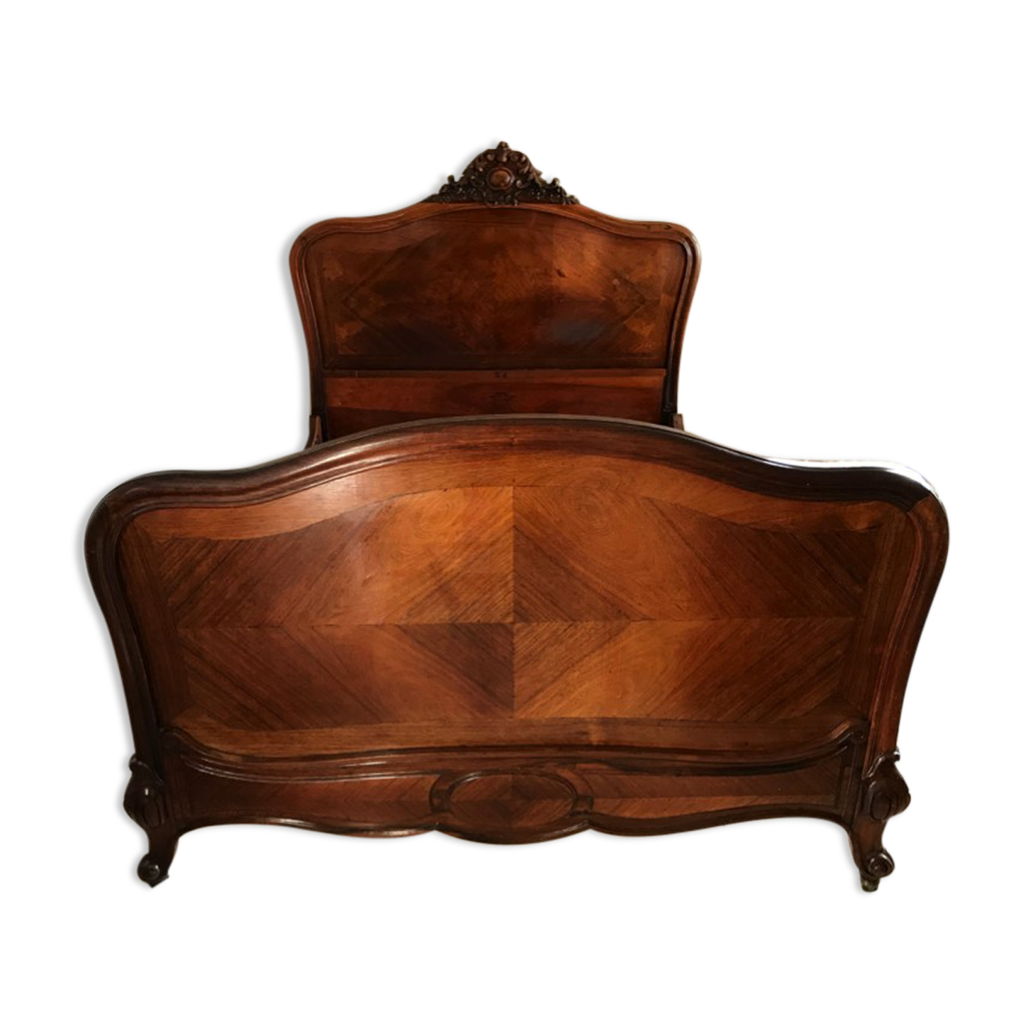 Old wooden bed nineteenth century rocaille style sign camus clermont ferrand