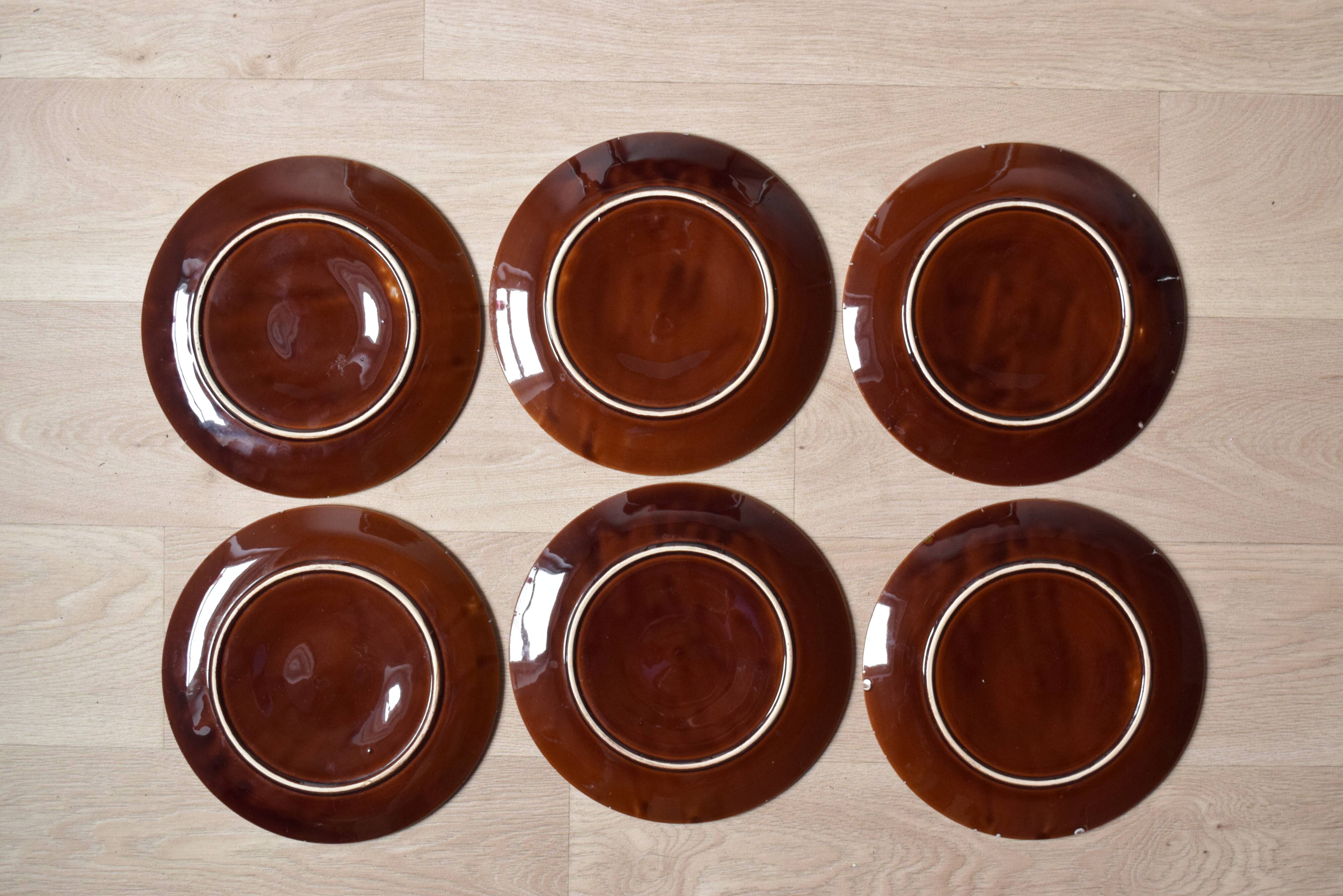 Set of 6 Vallauris oyster plates in slip - 1960s