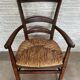 Fauteuil paillé campagnard XIXem en chataigné
