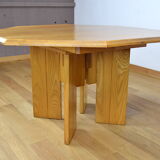 Vintage elm dining table Maison Regain, 1980