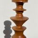 Large vintage Scandinavian turned wooden candle holder