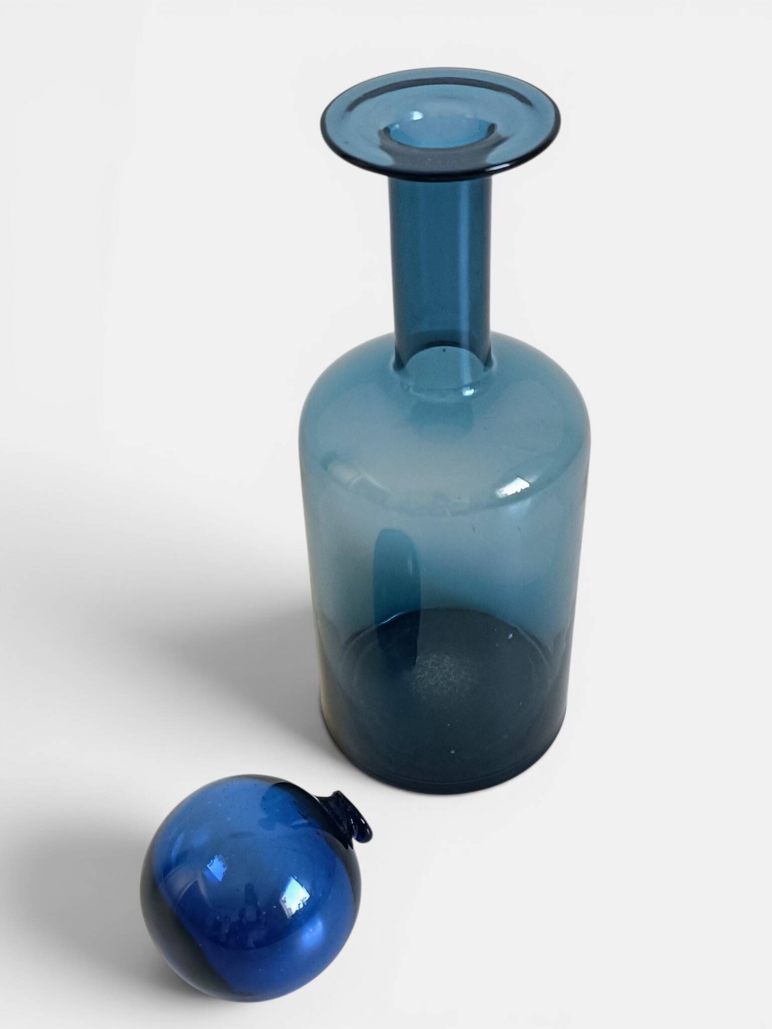 Scandinavia Modern Otto Bauer for Holmegaard Blue Glass Bottle Decanter