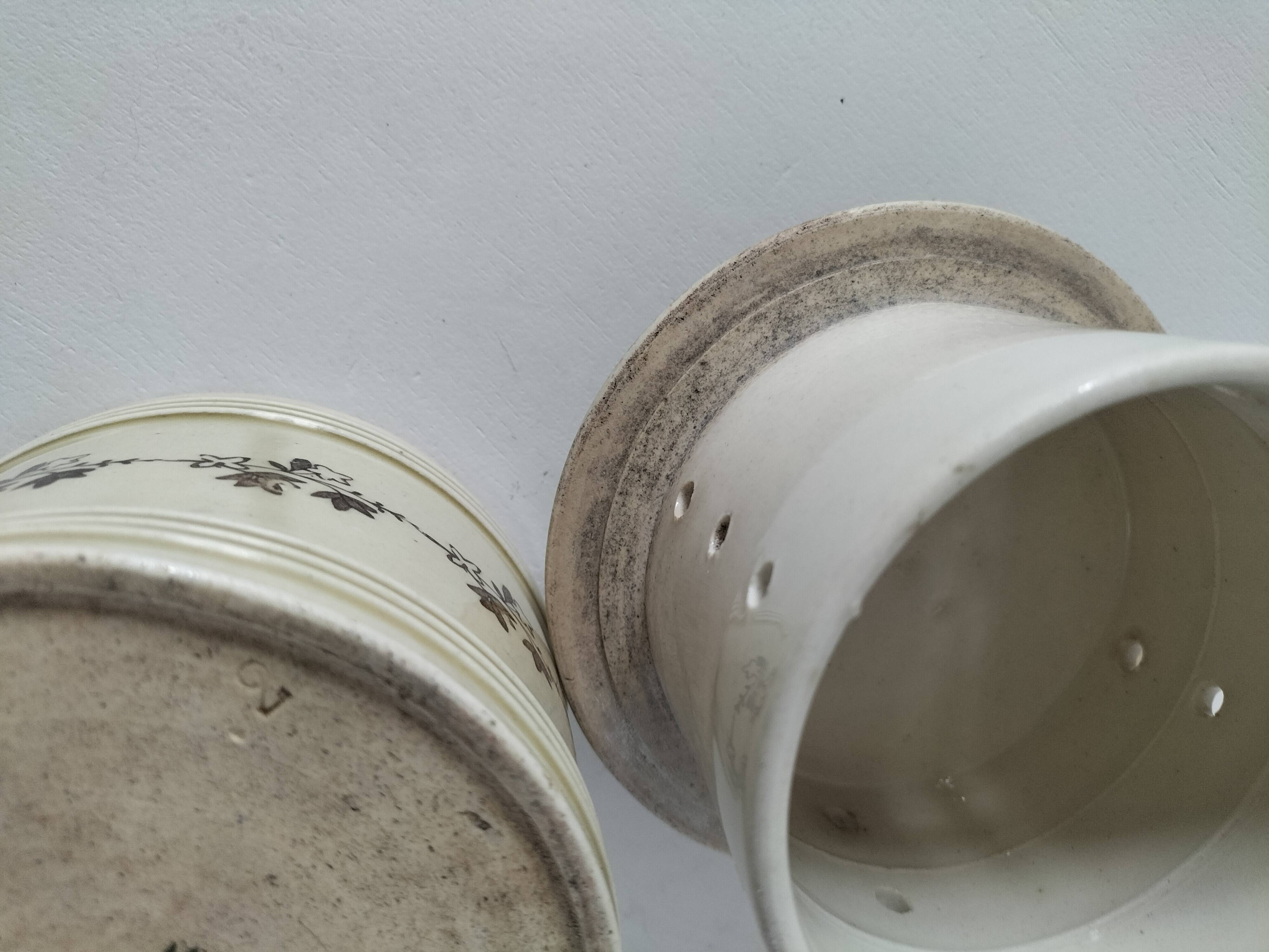 Beurrier à eau Saint-Uze Revol, décor lierre, modèle n°312, avant 1911