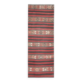 Tapis kilim rouge en laine et coton fait main Oushak turc des années 1970, 71x202.