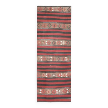 1970s Turkish Oushak handmade wool cotton red kilim runner 71x202