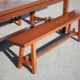 Farmhouse table with extensions and its 2 benches, living room table, solid wood table, kitchen, chalet, ca