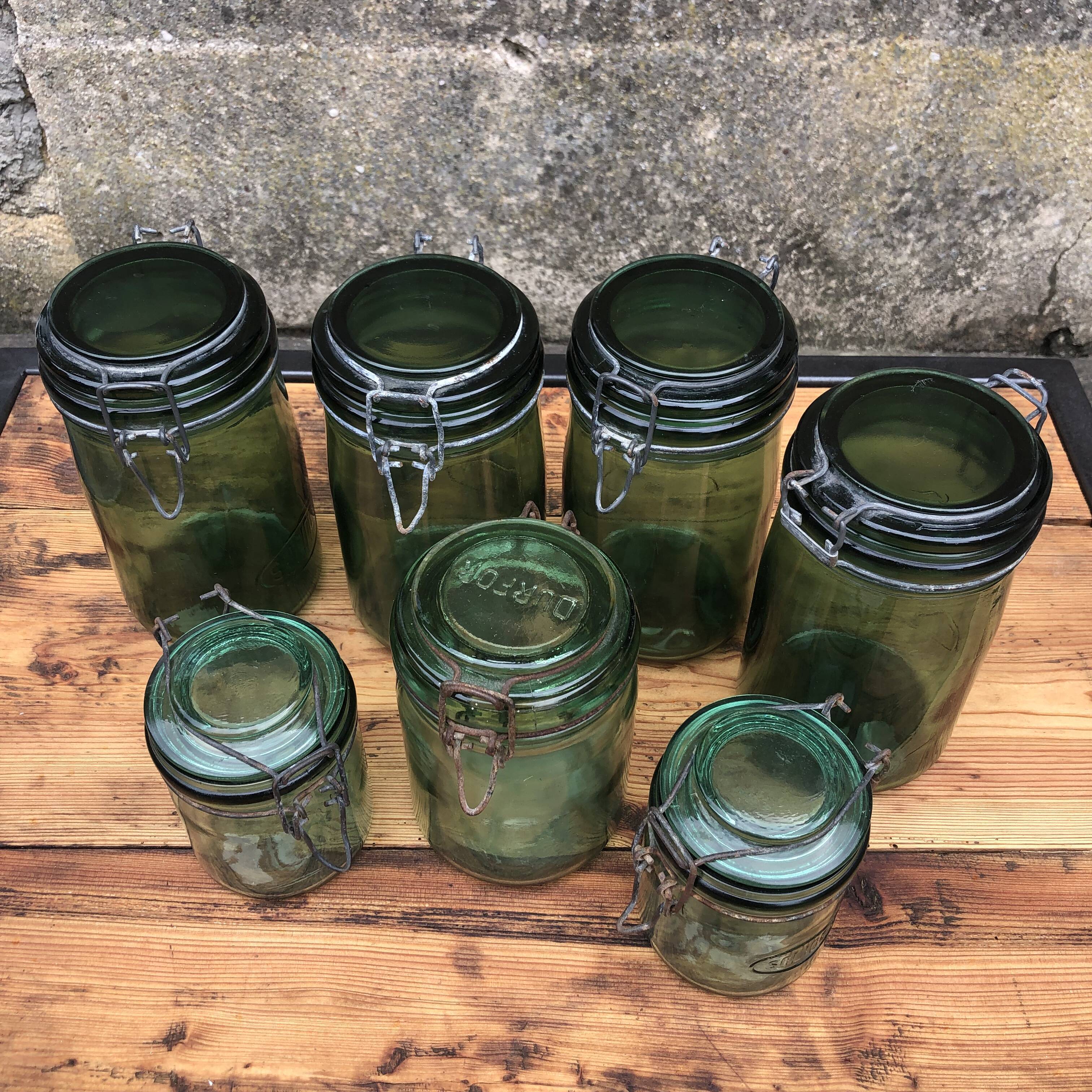 Lot 7 bocaux de conserve anciens