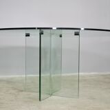 Round tempered glass table, 80s