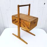 Old wooden folding sewing box