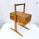 Old wooden folding sewing box