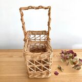 Vintage wicker bottle-bearer basket