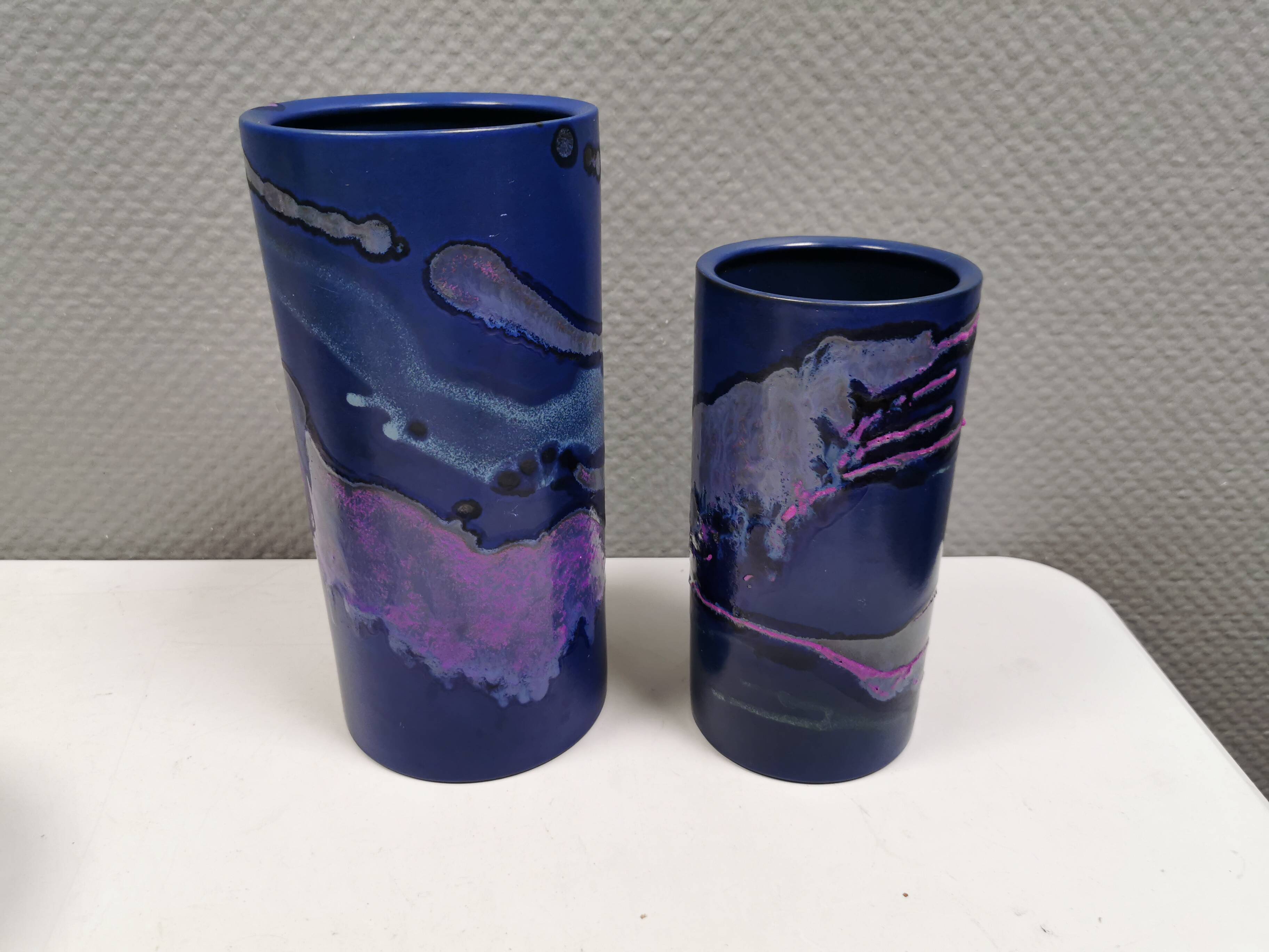 Two beautiful vases from Danish Knabstrup, Marina series 1970s.