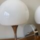 Pair of seventies wall sconces with chrome metal and opaline glass globe.
